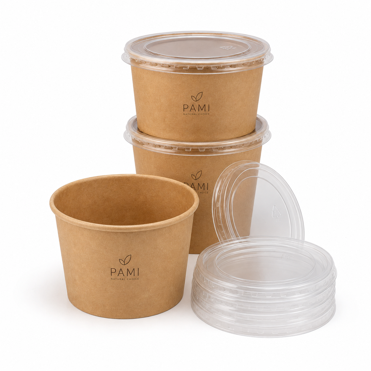 Pami Kraft Soup Container 8 oz with Clear lids Combo – 250 Sets