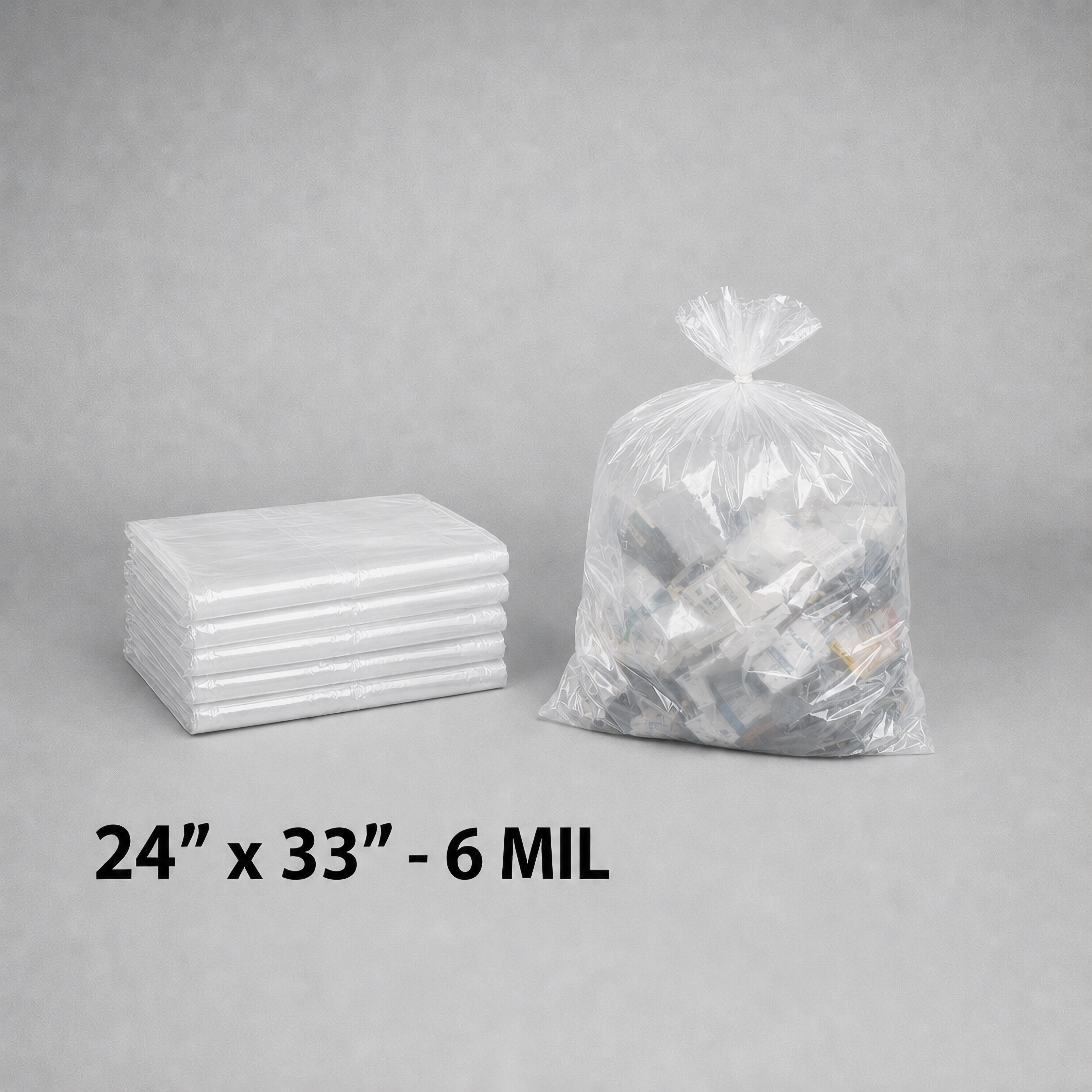 Garbage Bags Clear 24x33 6 Mil – Case of 1000