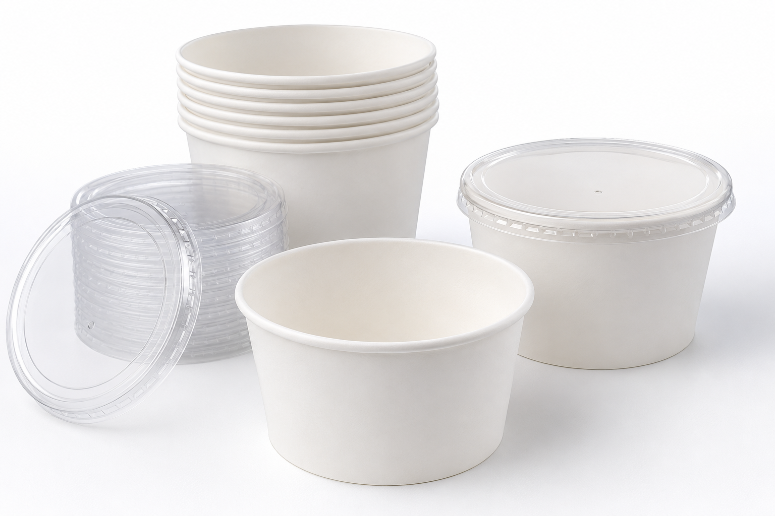 Paper Soup Bowl Containers 12 Oz with Plastic Lids Combo – 240 Sets