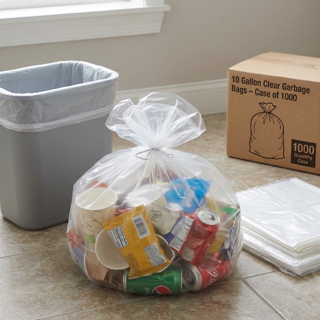 Garbage Bags Clear 10 Gallon 24x24 13 Mic – Case of 1000